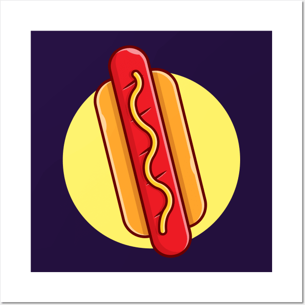 Hotdog Cartoon Vector Icon Illustration (10) Wall Art by Catalyst Labs